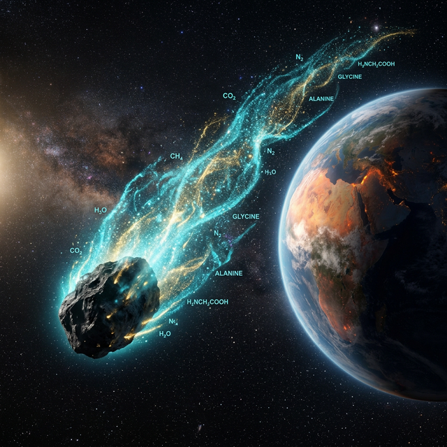 Organic molecules delivered by a comet tail
